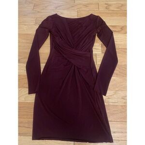 Bailey 44 Anthropologie womens Chic Burgundy Long Sleeve Ruched Bodycon Dress xs
